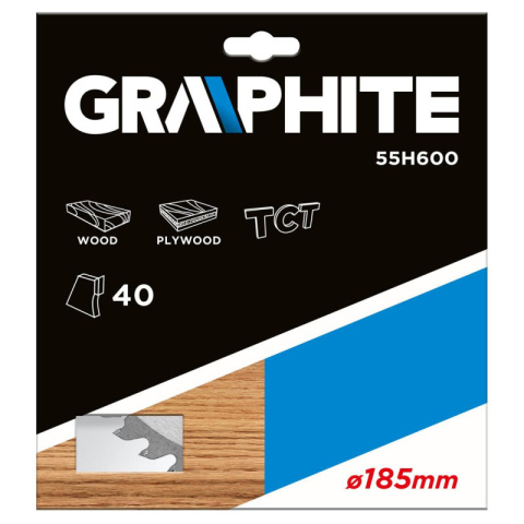 Tarcza do pilarki widiowa 185 x 30 mm 40 zębów wykonana ze stopu stali manganowej GRAPHITE 55H600