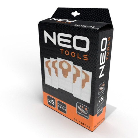 Worki z mikrofibry 5szt do odkurzacza warsztatowego 04-739 61x56cm 04-739-145 NEO TOOLS