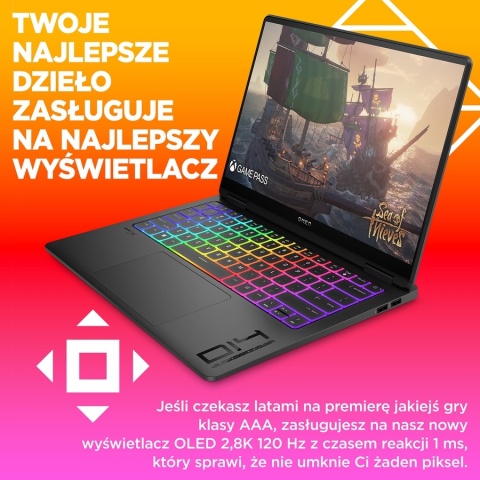 HP OMEN Transcend 14 2.8K OLED 120Hz Intel Core Ultra 9 185H 16-rdzeni 32GB LPDDR5x 2TB SSD NVMe NVIDIA GeForce RTX 4070 8GB W11
