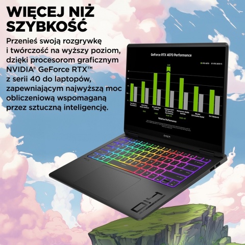 HP OMEN Transcend 14 2.8K OLED 120Hz Intel Core Ultra 9 185H 16-rdzeni 32GB LPDDR5x 2TB SSD NVMe NVIDIA GeForce RTX 4070 8GB W11