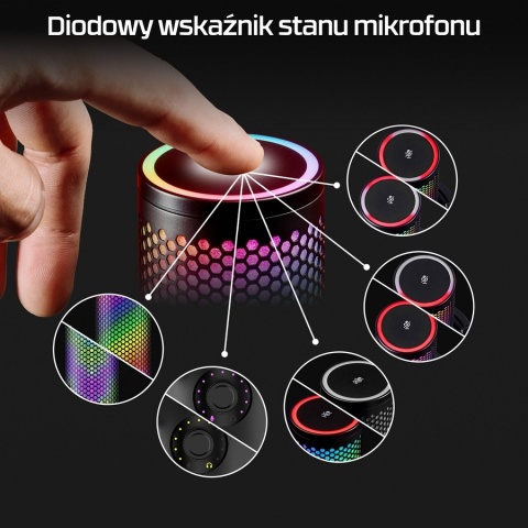 Mikrofon HyperX QuadCast 2 S USB, przetwornik pojemnościowy, podświetlenie RGB LED, streaming, gaming, podcasty, 9A273AA