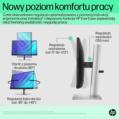 Monitor HP E22 G5 FullHD 21.5 cali IPS 75Hz 1920x1080 HDMI DisplayPort pivot VESA 6N4E8AA