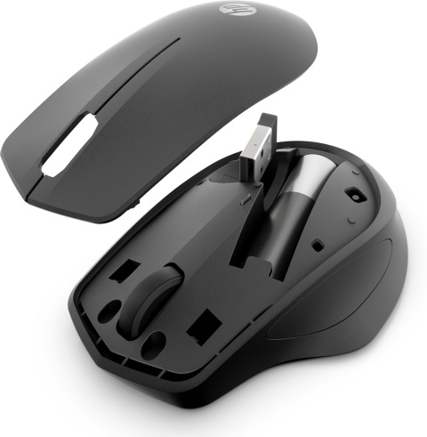 Mysz bezprzewodowa HP 280 Silent Black Wireless Mouse, czarna, cichy klik, odbiornik 2.4GHz USB 19U64AA
