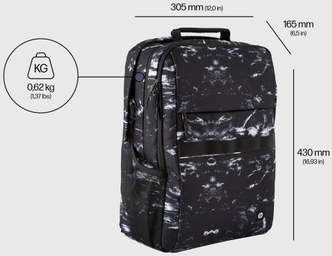 Stylowy plecak HP Campus XL 20l Marble Stone na laptopa do 16 cali 7J592AA