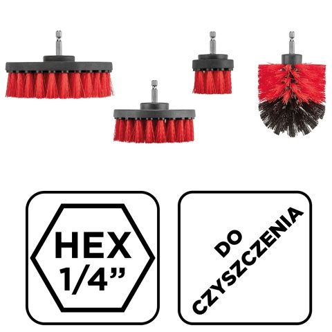 Szczotki czyszczące na wiertarkę, 4 szt 57T437