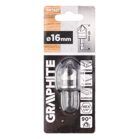 Fazownik Hex pogłębiacz frez wiertło do drewna metalu 16 mm GRAPHITE 54T421