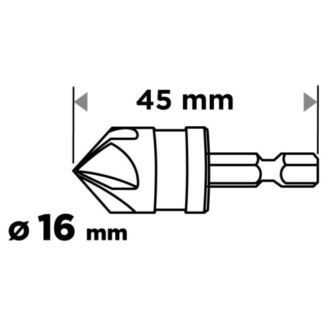 Fazownik Hex pogłębiacz frez wiertło do drewna metalu 16 mm GRAPHITE 54T421