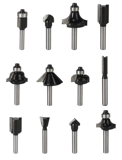 Frezy do drewna widiowe, trzpień 6 mm, zestaw 12 szt 56T613