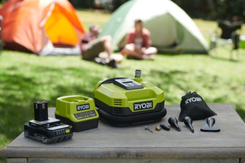 Kompresor Akumulatorowy Sprężarka Pompka Pompa do Kół Opon Materacy Aut Domu Garażu Bezprzewodowy Mobilny RYOBI 18V ONE+ RMI18-0