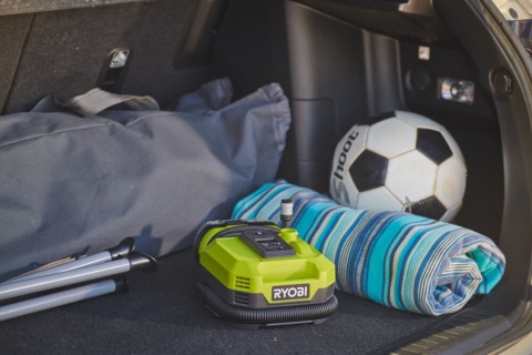 Kompresor Akumulatorowy Sprężarka Pompka Pompa do Kół Opon Materacy Aut Domu Garażu Bezprzewodowy Mobilny RYOBI 18V ONE+ RMI18-0