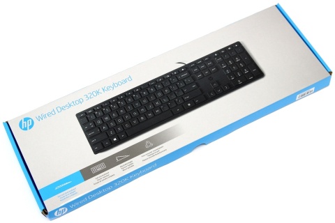 Klawiatura HP 320K USB przewodowa czarna pełnowymiarowa z blokiem numerycznym 9SR37AA (duży enter)