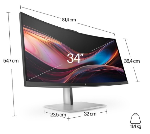 Monitor zakrzywiony HP Series 7 Pro 734pm WQHD 34 cali IPS Black 120Hz 3440x1440 HDMI DisplayPort Thunderbolt USB-C VESA 8K157AA