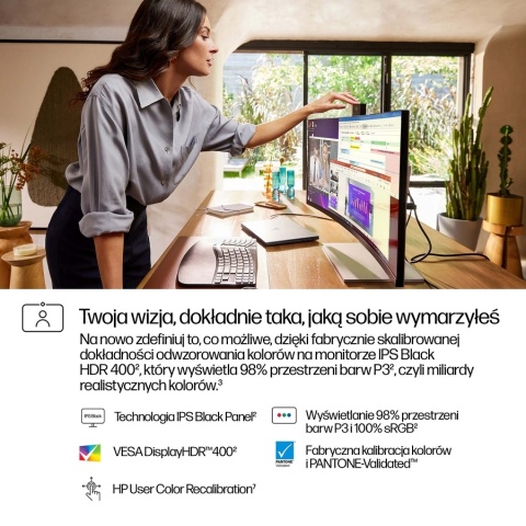 Monitor zakrzywiony HP Series 7 Pro 734pm WQHD 34 cali IPS Black 120Hz 3440x1440 HDMI DisplayPort Thunderbolt USB-C VESA 8K157AA