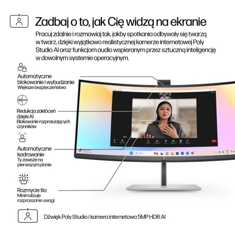 Monitor zakrzywiony HP Series 7 Pro 734pm WQHD 34 cali IPS Black 120Hz 3440x1440 HDMI DisplayPort Thunderbolt USB-C VESA 8K157AA