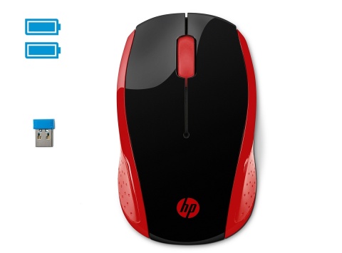 Mysz bezprzewodowa HP 200 Czerwona odbiornik USB 2.4GHz 2HU82AA