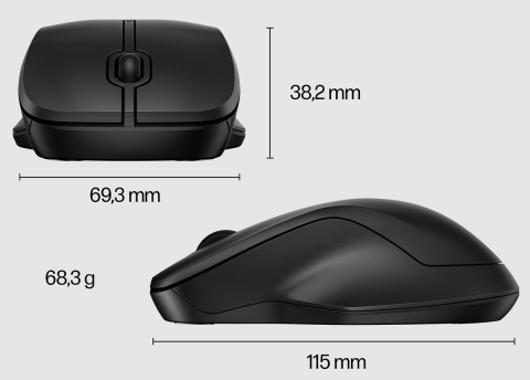 Mysz bezprzewodowa HP 255 Dual Wireless czarna odbiornik USB lub Bluetooth 5.0 8R3U1AA
