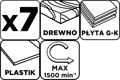 Otwornice do drewna 26 - 63 mm, h 25 mm, zestaw 7 szt 56T749
