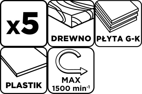 Otwornice do drewna 60 - 95 mm, h 40 mm, zestaw 5 szt 56T746