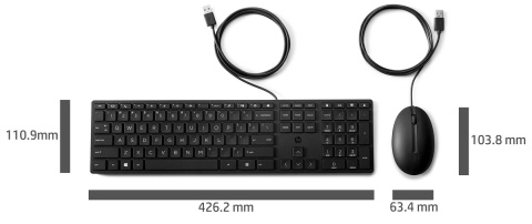 Przewodowa klawiatura i mysz HP 320MK USB Czarna pełnowymiarowa z blokiem numerycznym 9SR36AA (duży enter)