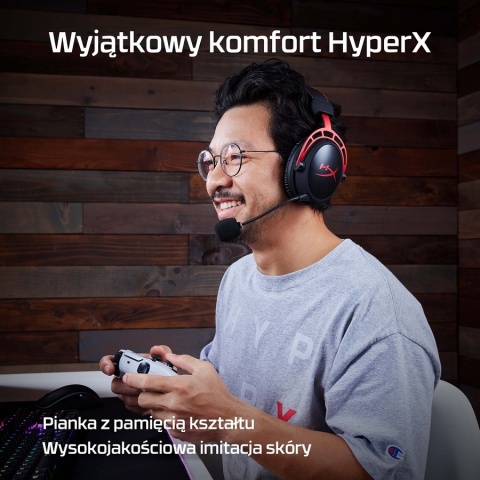 Słuchawki bezprzewodowe gamingowe HyperX Cloud Alpha Red czarno-czerwone 4P5D4AA