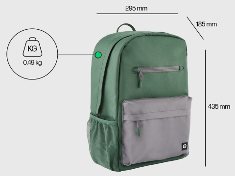 Stylowy plecak HP Campus Green 17l na laptopa 15.5 cala 7J595AA