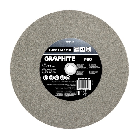 Tarcze szlifierskie 200 x 20/16/12. 7 x 20 mm, p60, 2 szt 57T128