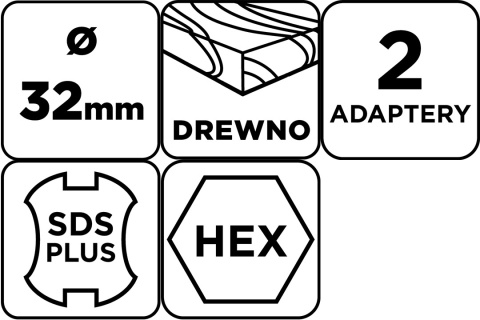 Wiertło do rozłupywania drewna sds plus, hex, 32 mm 54T426