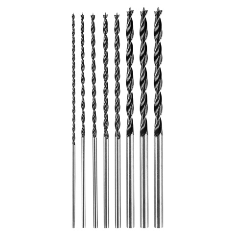 Zestaw wierteł do drewna, przedłużanych: 4, 5, 6, 7, 8, 10, 12 mm x 300 mm, 7 sztuk 54T573