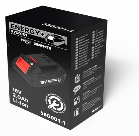 Akumulator energy+ 18v li-ion 2. 0ah 58G001-1