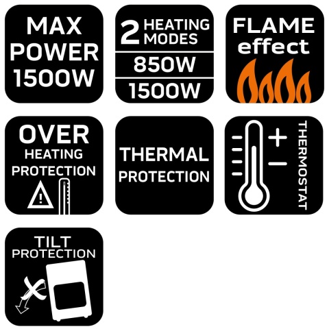 Kominek elektryczny 1500w 90-156
