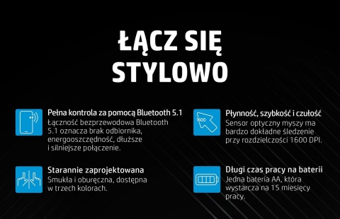 Mysz bezprzewodowa HP 240 Srebrna Bluetooth 5.1 43N04AA