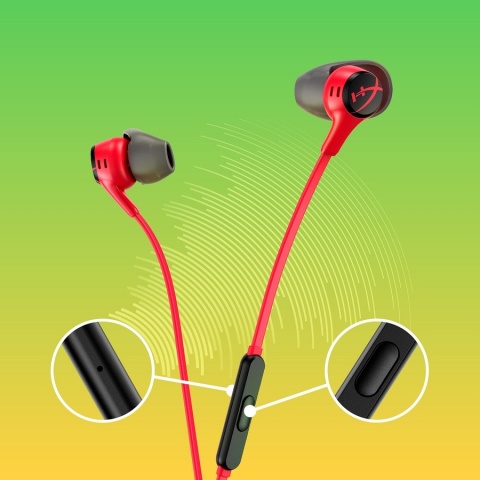 Słuchawki przewodowe douszne HyperX Cloud Earbuds II czerwono-szare 705L8AAR