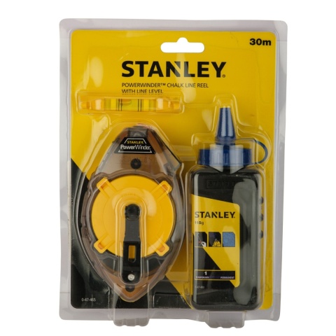 Stanley Sznur traserski PowerWinder sznur murarski 30m + kreda 115g + poziomica
