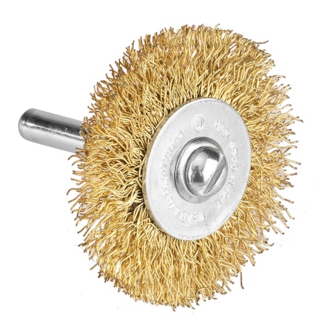 Szczotki druciane tarczowe, drut karbowany, mosiądzowany, 25, 38, 50, 63, 75 mm, 5 szt 57T403