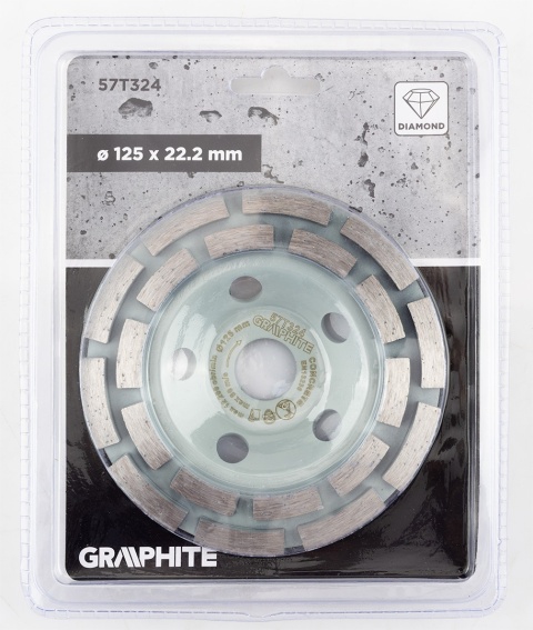 Tarcza diamentowa szlifierska, 2 segmenty, 125 x 22. 2 mm, na sucho 57T324