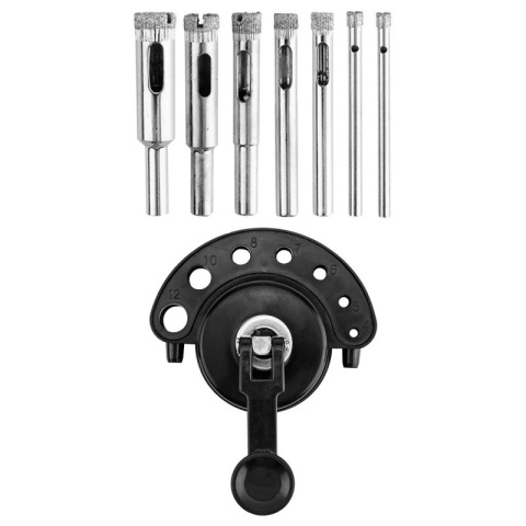 Wiertła diamentowe 4-12 mm z prowadnicą 8 szt do ceramiki gresu szkła płytek 56T737 GRAPHITE