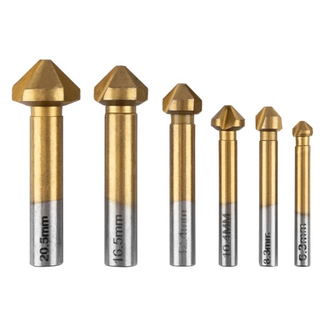 Wiertła fazujące stożkowe pogłębiacze tin, 6. 3 - 20. 5 mm, zestaw 6 szt 54T427