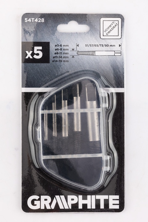 Wykrętaki do zerwanych śrub, 3 - 19 mm, zestaw 5 szt 54T428
