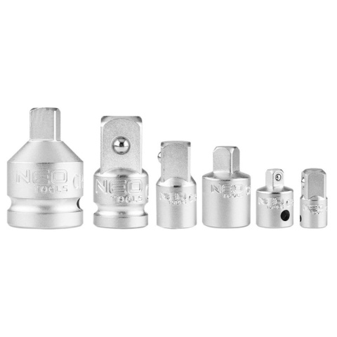 Zestaw adapterów do kluczy nasadowych 6 szt redukcje przejściówki 1/4" 3/8" 1/2" grzechotka dynamometryczny 10-240 NEO TOOLS