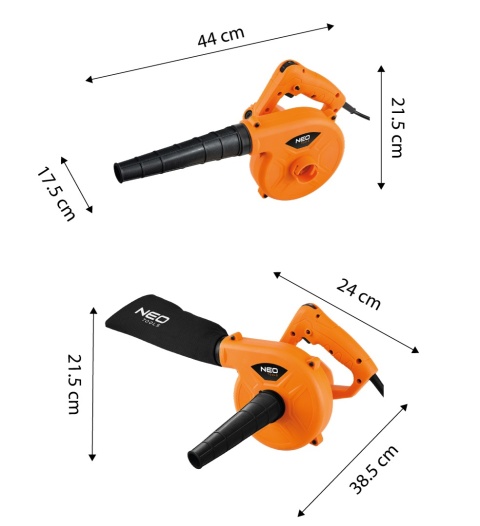 Dmuchawa elektryczna ogrodowa odkurzacz do liści 600W 285km/h NEO TOOLS 04-625