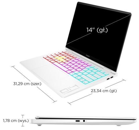 HP OMEN Transcend 14 3K OLED 120Hz Intel Core Ultra 7 155H 16-rdzeni 16GB LPDDR5x 512GB SSD NVMe NVIDIA GeForce RTX 4060 8GB W11