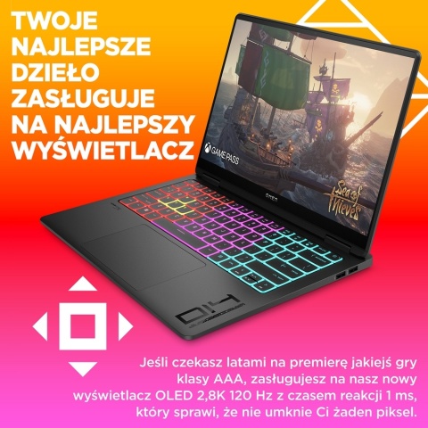 HP OMEN Transcend 14 3K OLED 120Hz Intel Core Ultra 9 285H 16-rdzeni 32GB LPDDR5x 1TB SSD NVMe NVIDIA GeForce RTX 5070 8GB W11