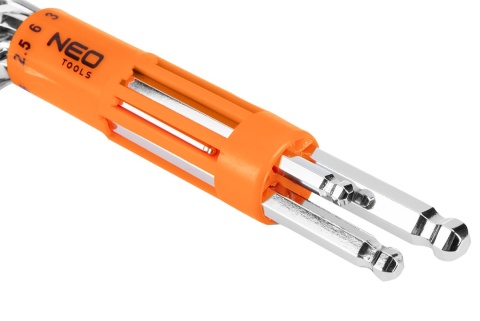 Klucze sześciokątne zestaw długie kulistych 2–10 mm zestaw 8 sztuk NEO TOOLS 09-523