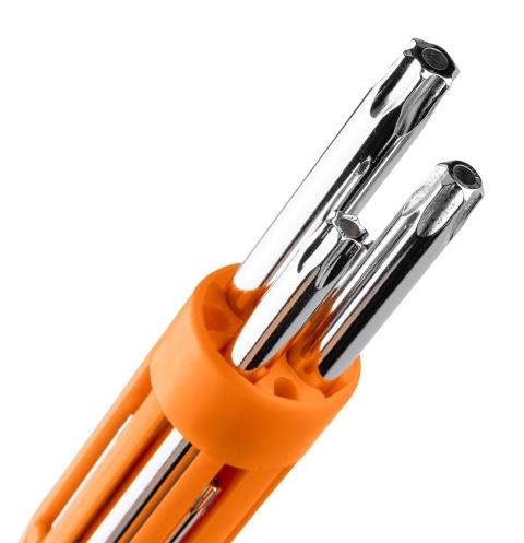 Klucze Torx długie T10-T50 zestaw 8 szt. stal CrV z otworem z praktycznym uchwytem NEO TOOLS 09-524