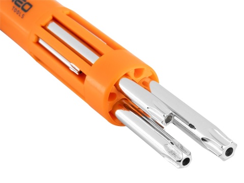 Klucze Torx długie T10-T50 zestaw 8 szt. stal CrV z otworem z praktycznym uchwytem NEO TOOLS 09-524