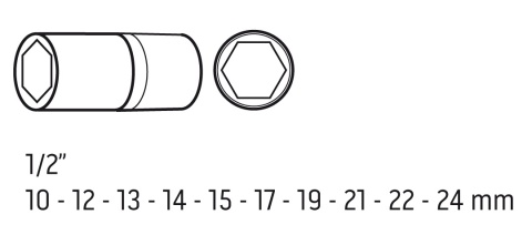 Zestaw Długich Nasadek Udarowych 10-24 mm - 10 sztuk 1/2 " NEO TOOLS 12-107