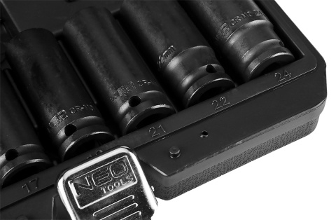Zestaw Długich Nasadek Udarowych 10-24 mm - 10 sztuk 1/2 " NEO TOOLS 12-107