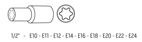 Zestaw Długich Nasadek Udarowych TORX E10-E24 - 9 sztUK 1/2" NEO TOOLS 12-110