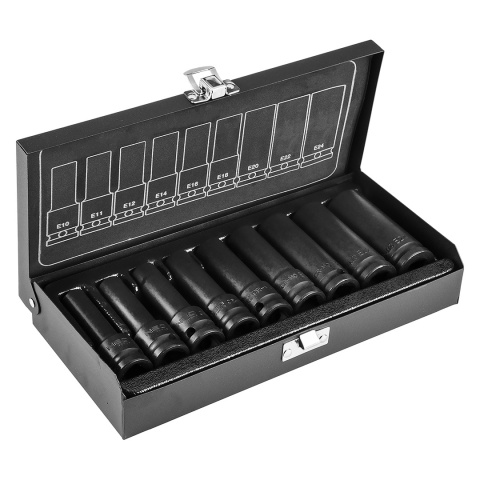 Zestaw Długich Nasadek Udarowych TORX E10-E24 - 9 sztUK 1/2" NEO TOOLS 12-110