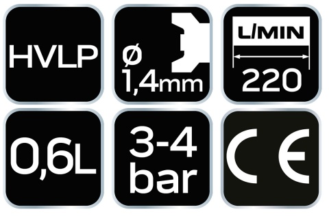 Pistolet lakierniczy górny zbiornik 0. 6 l dysza 1.4 mm hvlp 14-700 NEO TOOLS